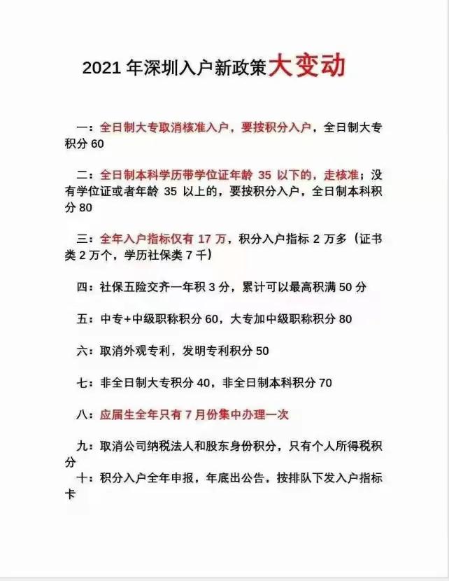 傳深圳將出落戶新規(guī)，統(tǒng)一積分落戶、?？?0分本科80分