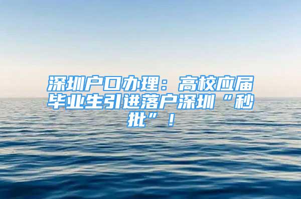 深圳戶口辦理：高校應(yīng)屆畢業(yè)生引進落戶深圳“秒批”！