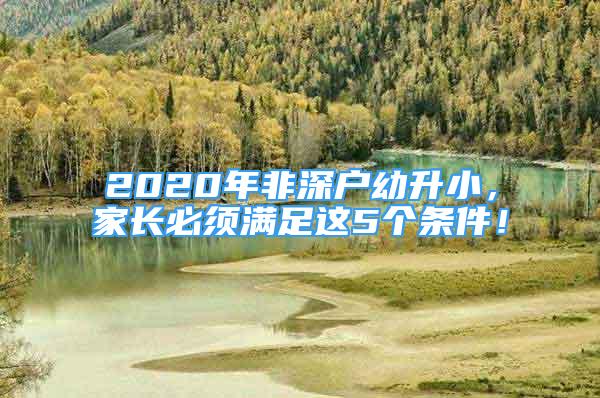 2020年非深戶幼升小，家長(zhǎng)必須滿足這5個(gè)條件！