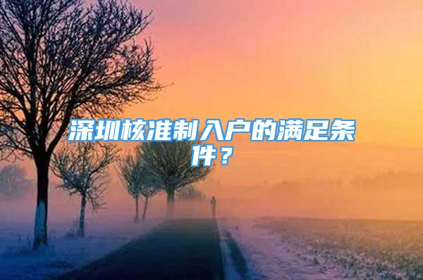 深圳核準制入戶的滿足條件？