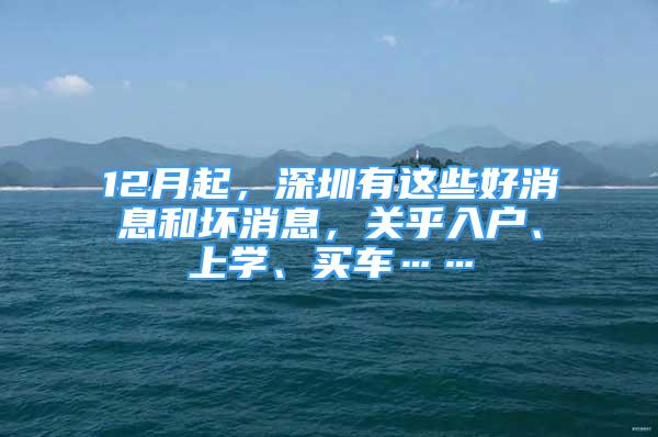 12月起，深圳有這些好消息和壞消息，關(guān)乎入戶(hù)、上學(xué)、買(mǎi)車(chē)……