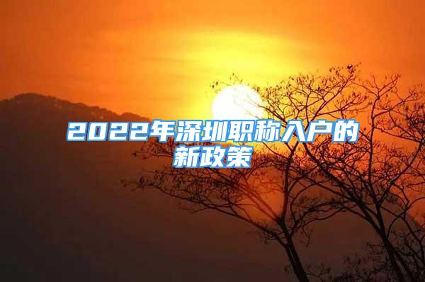 2022年深圳職稱入戶的新政策