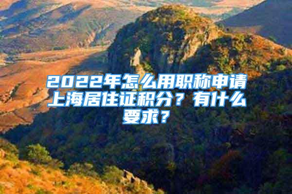 2022年怎么用職稱申請上海居住證積分？有什么要求？