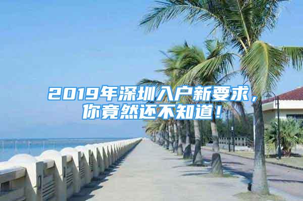 2019年深圳入戶新要求，你竟然還不知道！