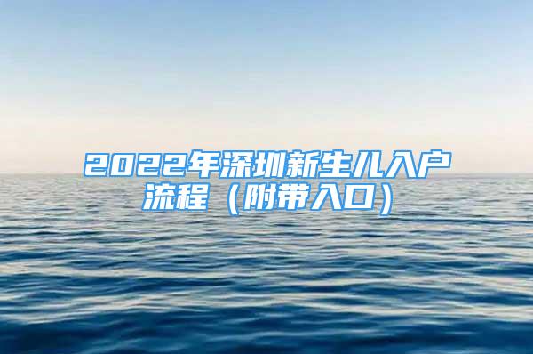 2022年深圳新生兒入戶流程（附帶入口）