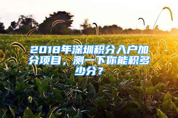 2018年深圳積分入戶加分項(xiàng)目，測(cè)一下你能積多少分？