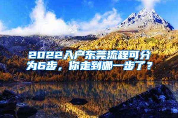 2022入戶東莞流程可分為6步，你走到哪一步了？