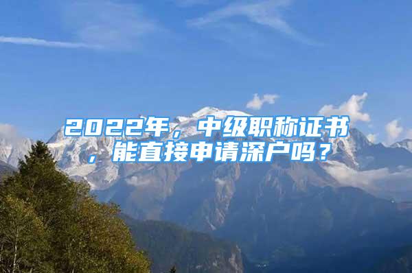 2022年，中級職稱證書，能直接申請深戶嗎？