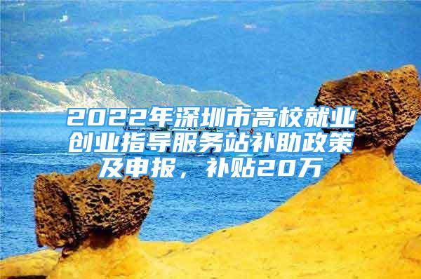 2022年深圳市高校就業(yè)創(chuàng)業(yè)指導(dǎo)服務(wù)站補(bǔ)助政策及申報(bào)，補(bǔ)貼20萬