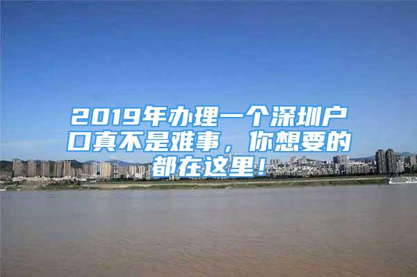 2019年辦理一個深圳戶口真不是難事，你想要的都在這里！