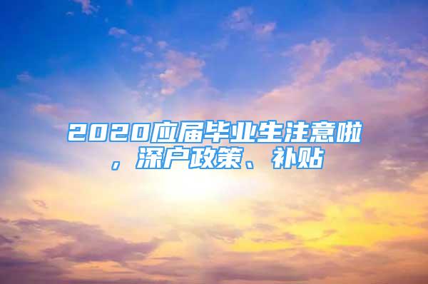 2020應(yīng)屆畢業(yè)生注意啦，深戶政策、補貼