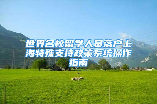 世界名校留學人員落戶上海特殊支持政策系統(tǒng)操作指南