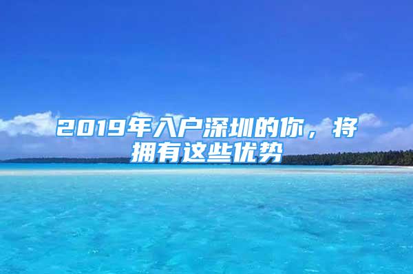 2019年入戶深圳的你，將擁有這些優(yōu)勢