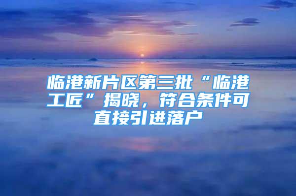 臨港新片區(qū)第三批“臨港工匠”揭曉，符合條件可直接引進落戶