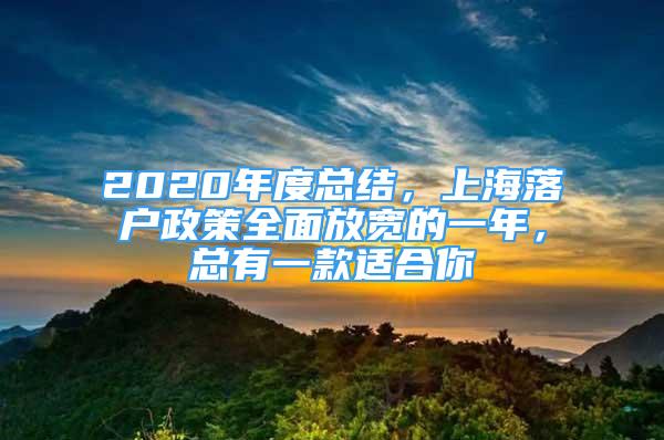 2020年度總結(jié)，上海落戶政策全面放寬的一年，總有一款適合你