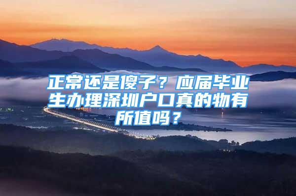 正常還是傻子？應屆畢業(yè)生辦理深圳戶口真的物有所值嗎？