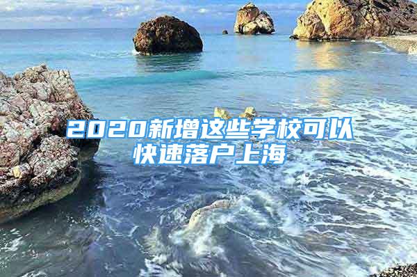 2020新增這些學校可以快速落戶上海