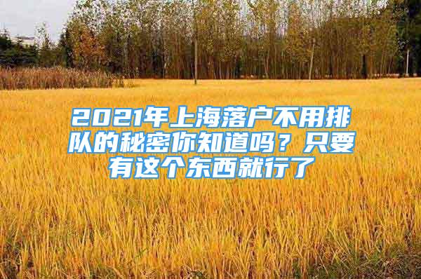 2021年上海落戶不用排隊(duì)的秘密你知道嗎？只要有這個(gè)東西就行了