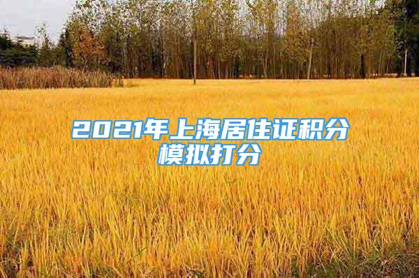 2021年上海居住證積分模擬打分