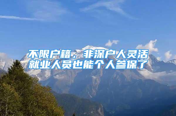 不限戶籍，非深戶人靈活就業(yè)人員也能個(gè)人參保了