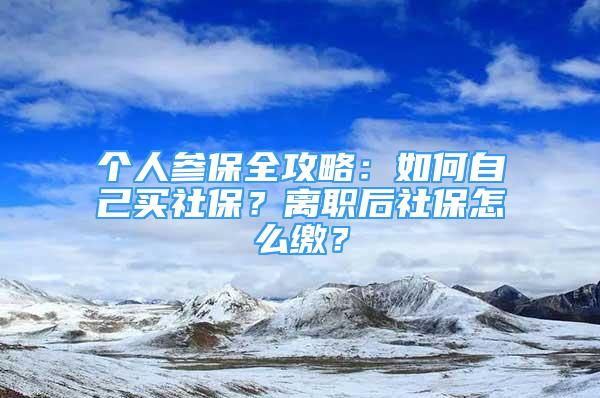 個(gè)人參保全攻略：如何自己買社保？離職后社保怎么繳？