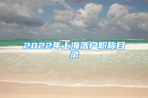 2022年上海落戶職稱目錄