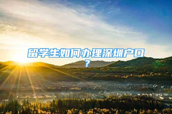 留學(xué)生如何辦理深圳戶口？