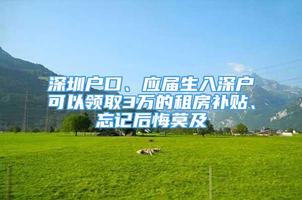 深圳戶口、應屆生入深戶可以領(lǐng)取3萬的租房補貼、忘記后悔莫及