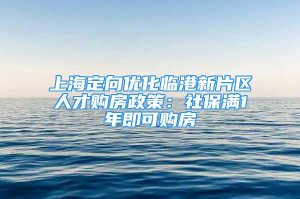 上海定向優(yōu)化臨港新片區(qū)人才購房政策：社保滿1年即可購房