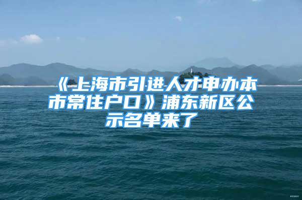 《上海市引進(jìn)人才申辦本市常住戶口》浦東新區(qū)公示名單來了