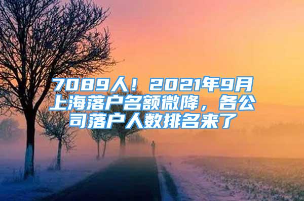 7089人！2021年9月上海落戶名額微降，各公司落戶人數(shù)排名來了