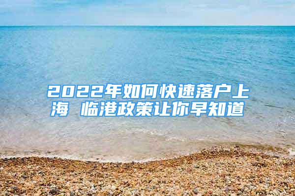 2022年如何快速落戶上海 臨港政策讓你早知道