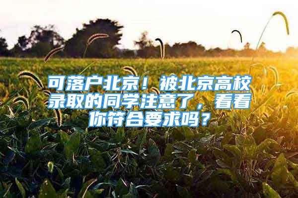 可落戶北京！被北京高校錄取的同學(xué)注意了，看看你符合要求嗎？