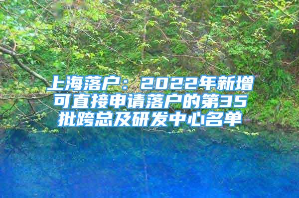 上海落戶：2022年新增可直接申請落戶的第35批跨總及研發(fā)中心名單