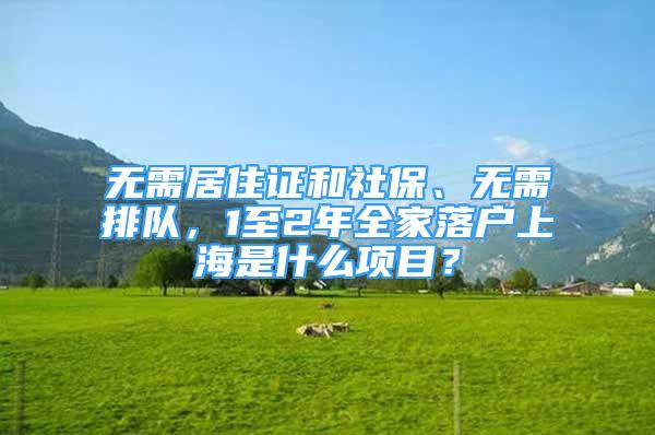 無需居住證和社保、無需排隊，1至2年全家落戶上海是什么項目？