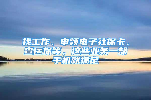 找工作、申領電子社?？ā⒉獒t(yī)保等，這些業(yè)務一部手機就搞定