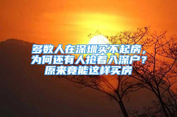 多數(shù)人在深圳買不起房，為何還有人搶著入深戶？原來竟能這樣買房