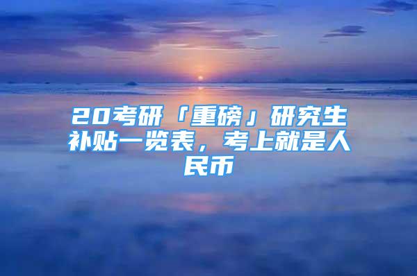 20考研「重磅」研究生補貼一覽表，考上就是人民幣