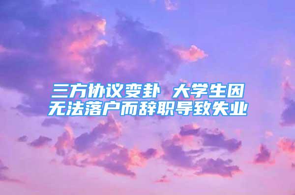 三方協(xié)議變卦 大學(xué)生因無(wú)法落戶而辭職導(dǎo)致失業(yè)