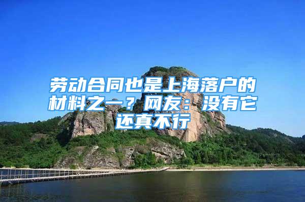 勞動合同也是上海落戶的材料之一？網(wǎng)友：沒有它還真不行