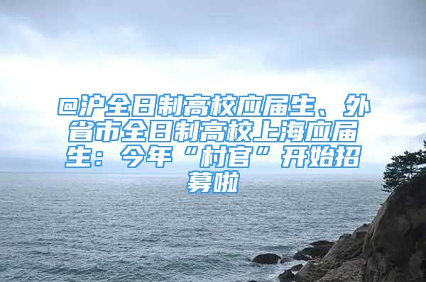 @滬全日制高校應屆生、外省市全日制高校上海應屆生：今年“村官”開始招募啦