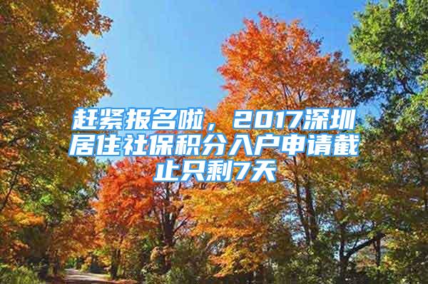 趕緊報(bào)名啦，2017深圳居住社保積分入戶申請(qǐng)截止只剩7天