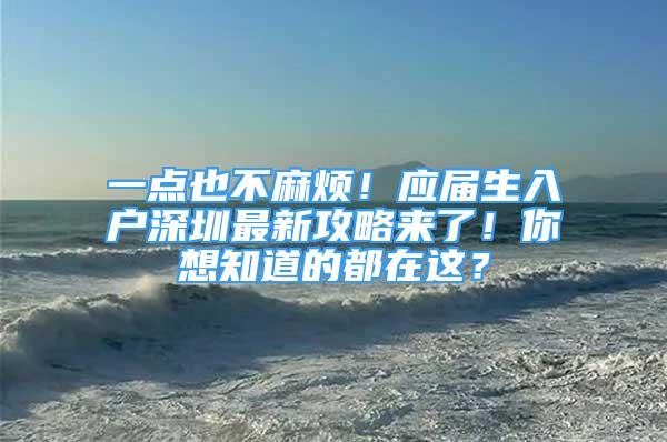 一點也不麻煩！應(yīng)屆生入戶深圳最新攻略來了！你想知道的都在這？