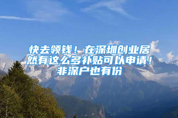 快去領(lǐng)錢！在深圳創(chuàng)業(yè)居然有這么多補貼可以申請！非深戶也有份