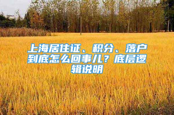 上海居住證、積分、落戶到底怎么回事兒？底層邏輯說(shuō)明