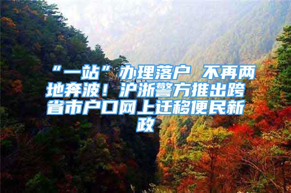 “一站”辦理落戶 不再兩地奔波！滬浙警方推出跨省市戶口網(wǎng)上遷移便民新政