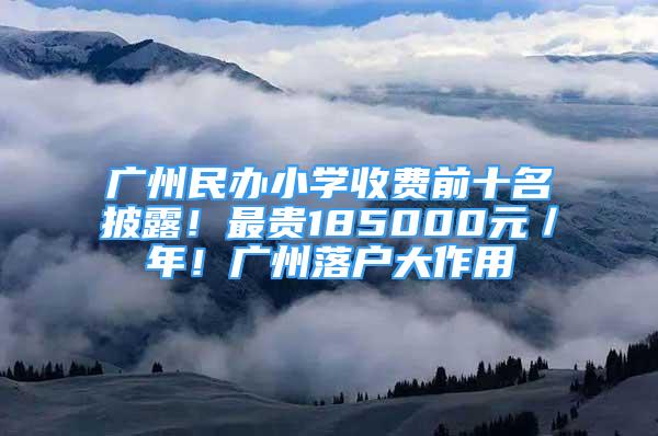 廣州民辦小學收費前十名披露！最貴185000元／年！廣州落戶大作用