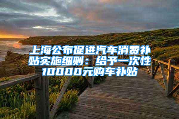 上海公布促進汽車消費補貼實施細則：給予一次性10000元購車補貼