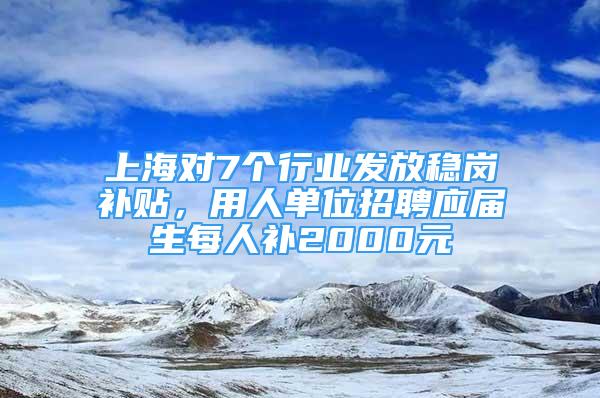 上海對7個行業(yè)發(fā)放穩(wěn)崗補貼，用人單位招聘應(yīng)屆生每人補2000元