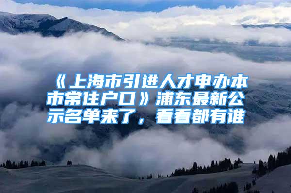 《上海市引進人才申辦本市常住戶口》浦東最新公示名單來了，看看都有誰